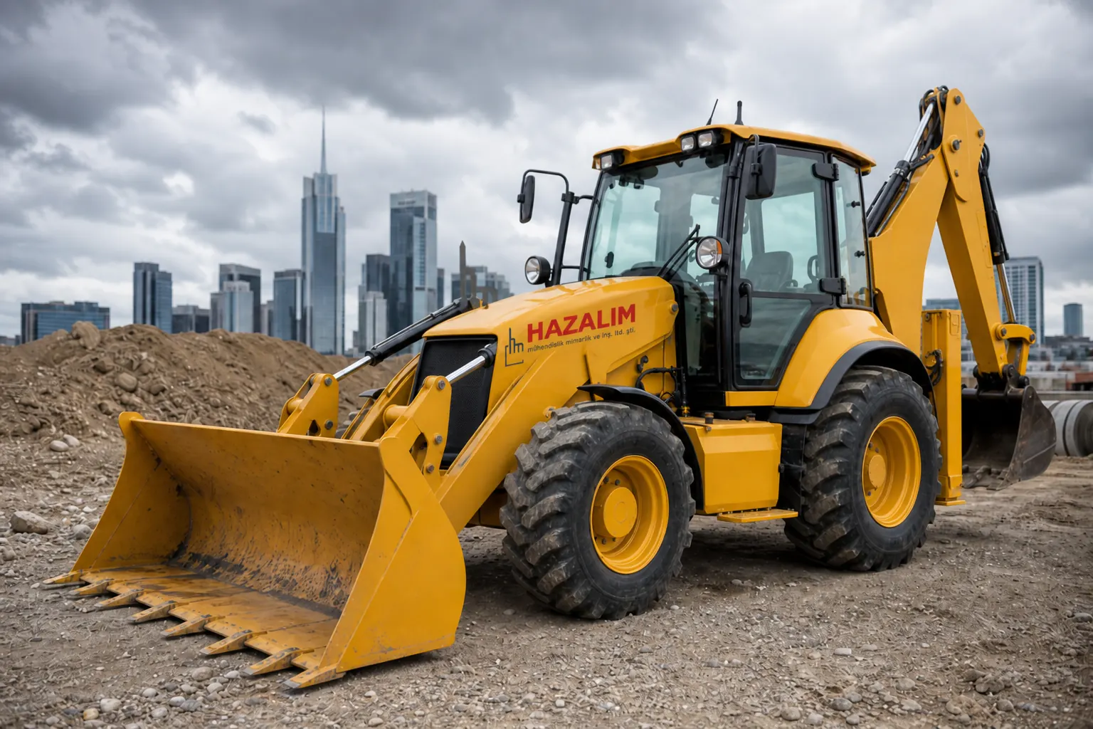 Hazalım makina parkı lastikli JCB iş makinesi filosu