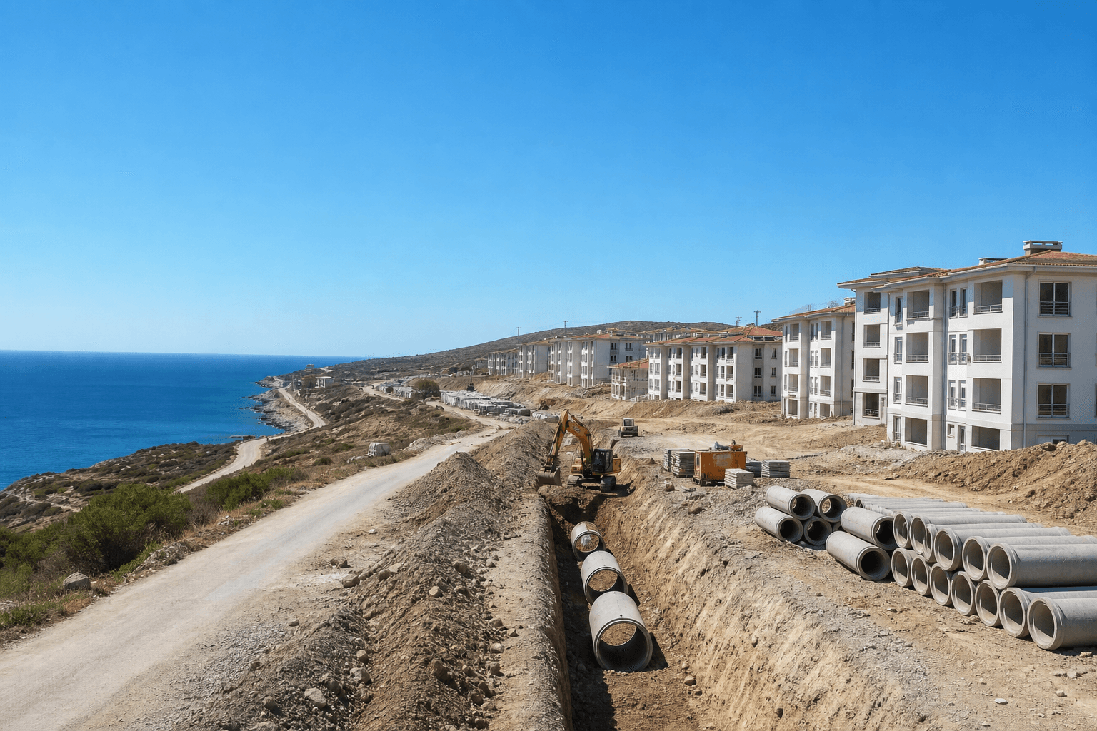 Foça Deniz Üs Karaburun lojmanları alt yapı projesi görseli