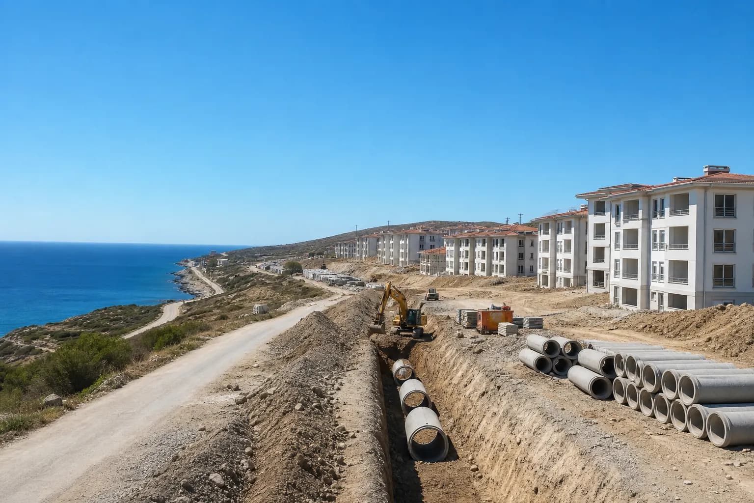 Foça Deniz Üs Karaburun lojmanları alt yapı projesi görseli